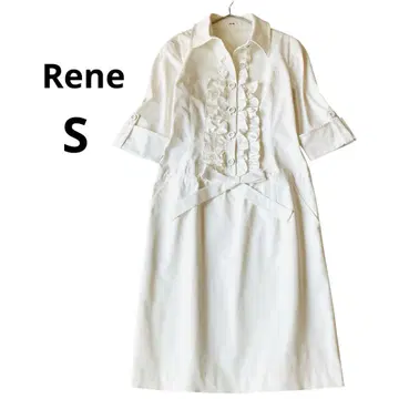[ 새상품급 ] Rene 루네 원피스 스트레치 프릴 리본 화이트 S