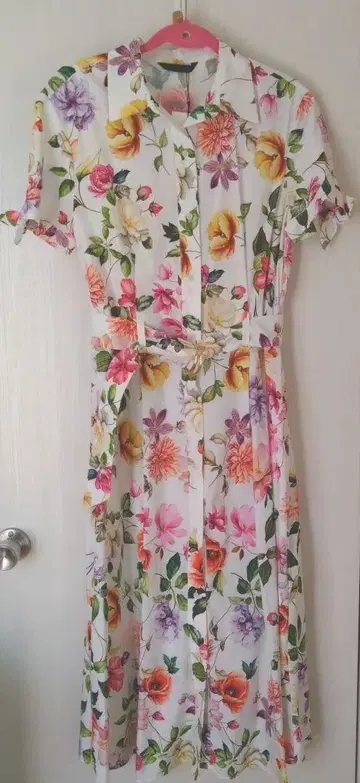 ZARA 꽃무늬 반팔 셔츠 롱 원피스