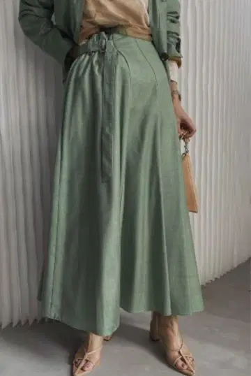 ameri vintage WRAPPING BELTED SKIRT 그린