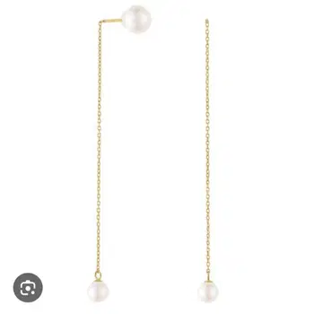 VENDOME AOYAMA 펄 더블 캐치 체인 귀걸이 K10