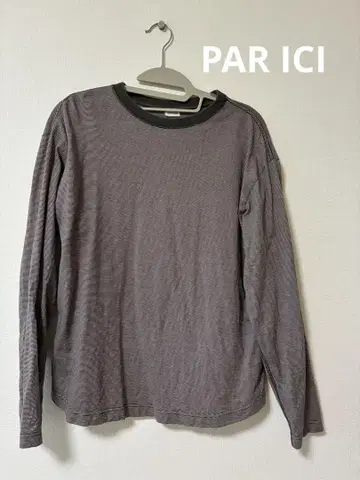 PAR ICI 그레이 스트라이프 긴팔 T셔츠 프리 사이즈