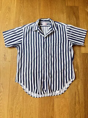 스트라이프 셔츠 반팔 블루 vintage