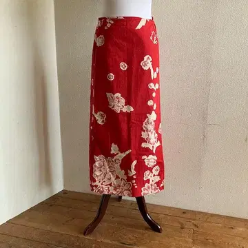 45rpm R 꽃무늬 롱 랩 스커트 수제 염색 일본제