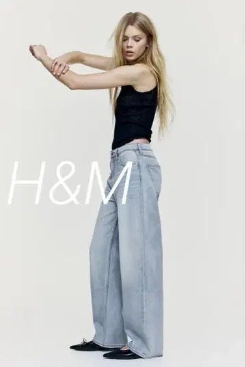 새상품 H&M 스트레이트 루즈 하이웨스트 데님