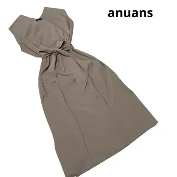 anuans V넥 플레어 컷 원피스 리본 벨트 롱