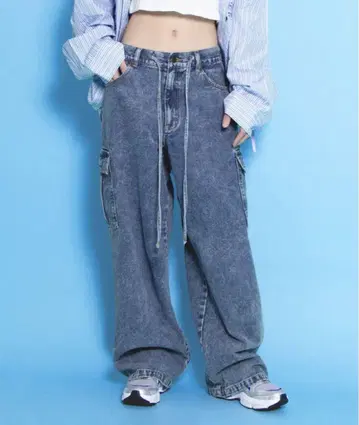 PUNYUS 카고 데님 팬츠 라이트 블루 4 사이즈