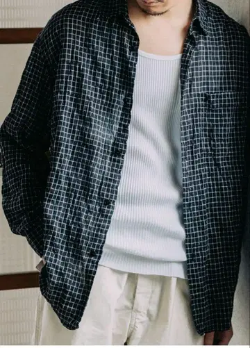 Edifice seersucker long sleeve check M
