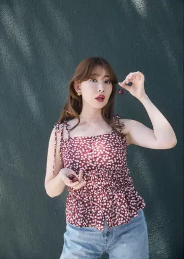 Herlipto Cherry Pattern Strap Top