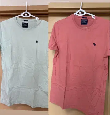 Abercrombie&Fitch 에메랄드 그린 레드 T셔츠 2장 세트