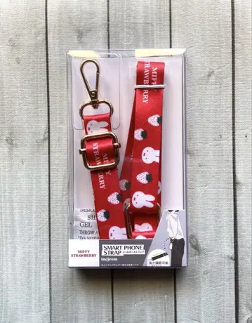 [ 새상품 미개봉 ] 스마트폰 스트랩 빨간색 미피&스트로베리 패턴