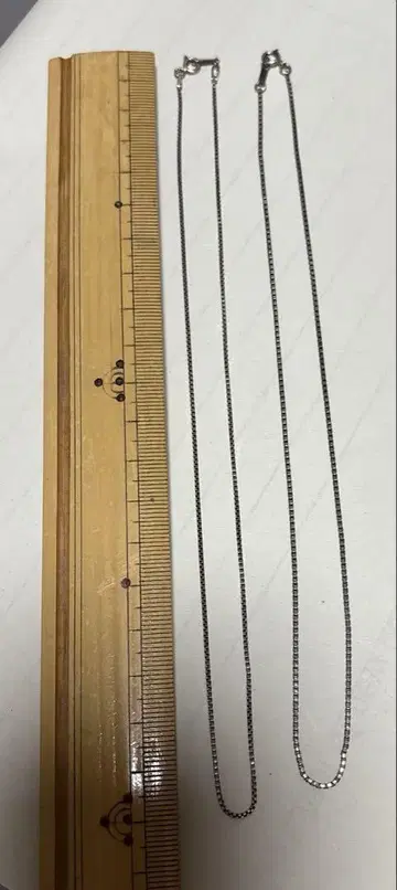 실버 체인 목걸이 2개 세트 약 40cm