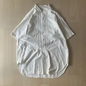 80s 스모크 린넨 셔츠 노카라