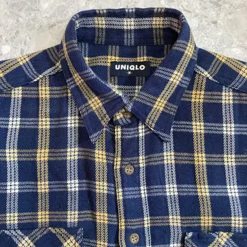 올드 유니클로 플란넬 셔츠 네이비 택 M 오버 사이즈 UNIQLO