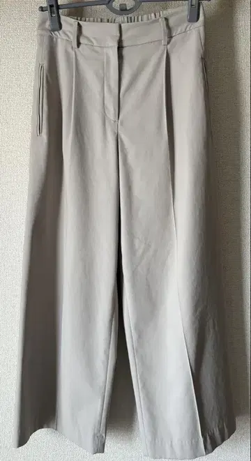 플라스테 PLST 린넨 블렌드 와이드 팬츠 M 그레이지 허리밴딩