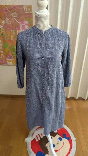 포그 린넨 워크 포그린넨 핀스트라이프 원피스 린넨
