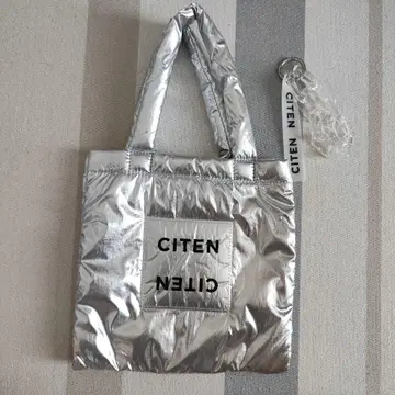 CITEN 패디드 클리어 로고 토트 실버 새상품