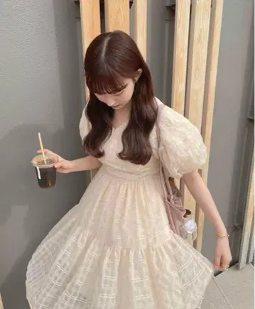muguet sheer 체크 미니 원피스