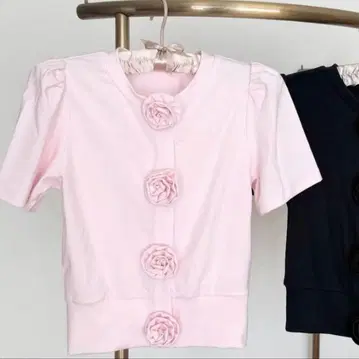 Rose flower motif short sleeve cardigan
