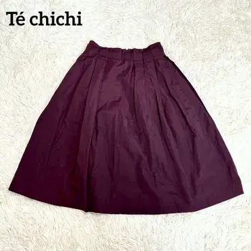 [테치치] 턱 플레어 스커트(M) 세탁 가능 롱 안감 와인 레드