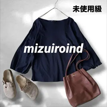 미즈이로 인드 코튼 볼륨 슬리브 풀오버 7부 소매 네이비