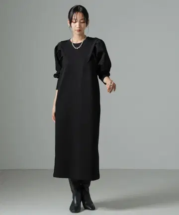 nano universe 종이상자 볼륨 슬리브 컷 원피스