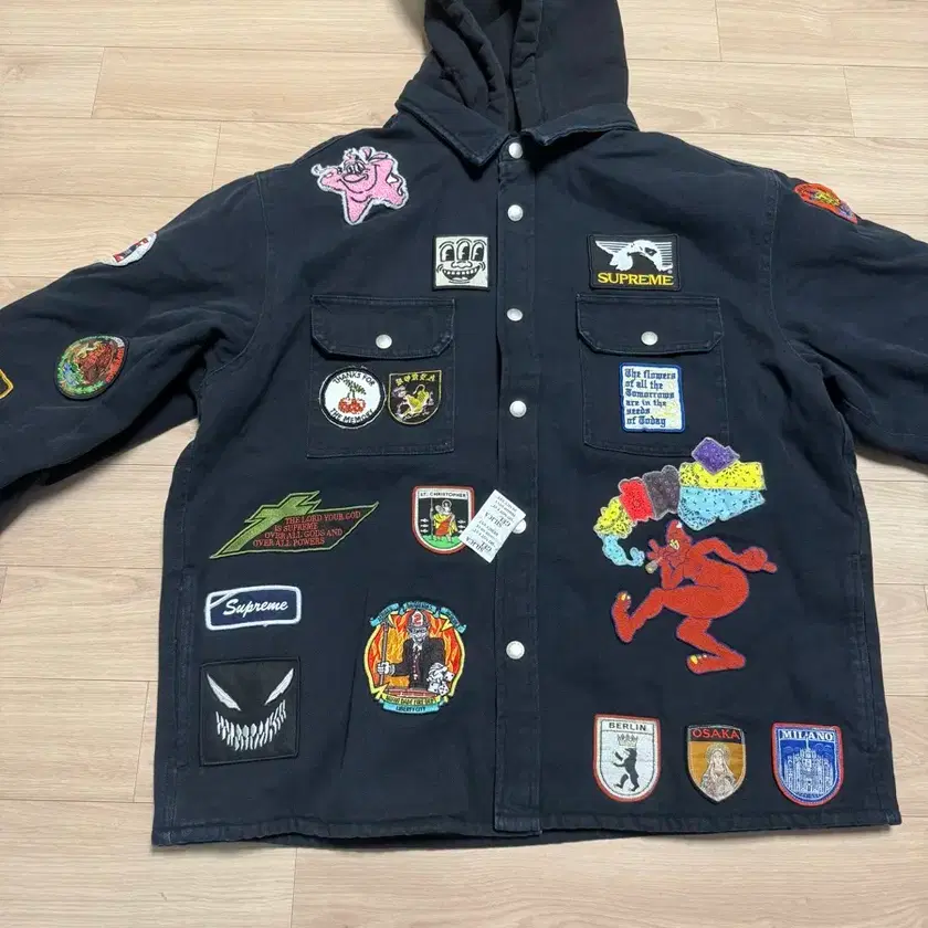 Supreme Patches Hooded Zip Up Shirt M ジャケット・アウター supreme