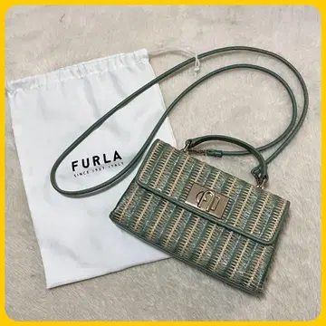 미사용급 수납 가방 FURLA 2way 숄더백 턴락 라피아