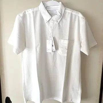 THE SHOP TK 반팔 피케 셔츠 버튼 다운 화이트 화이트 택 포함