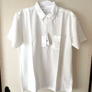 THE SHOP TK 반팔 피케 셔츠 버튼 다운 화이트 화이트 택 포함