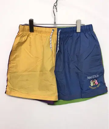 90s nautica 구제 의류 로고 자수 클레이지 컬러 하프 팬츠