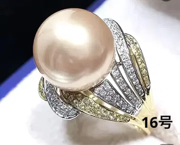 남양 진주 가을 컬러 크림 골드 펄 컬러 CZ 반지 16호