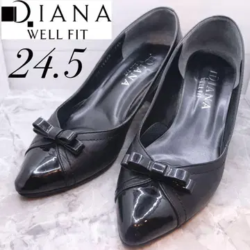 DIANA WELLFIT 펌프스 다이애나 블랙 리본 포인티드 24.5