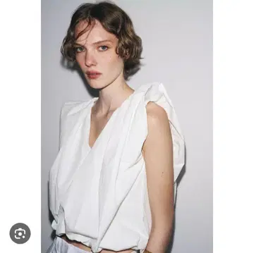ZARA 포플린 퍼프 상의 사이즈 28