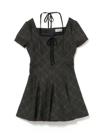 BUBBLES 패턴 플레어 걸리시 원피스 그레이 체크