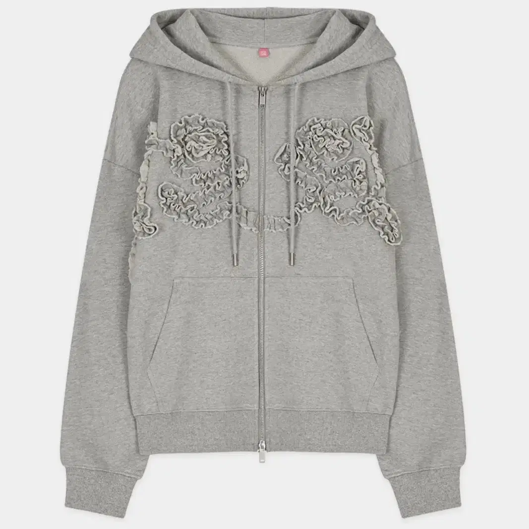 SINOON | 시눈 Sinoon Frill Hood Zip-up Gray Rose Frill