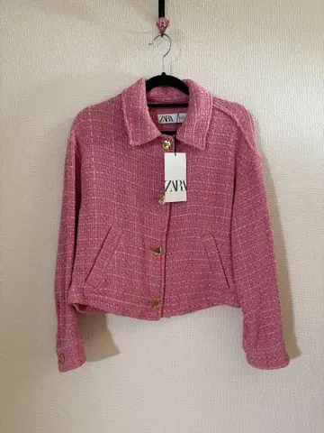 ZARA 가을 택 포함 트위드 크롭 자켓 골드 버튼 Msize