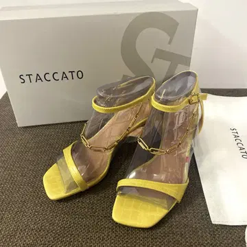 STACCATO 천연 가죽 체인 뮬 샌들 22.5cm