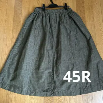 45R 코튼 린넨 하케메 개더 스커트