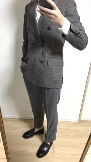 라르디니 44 더블 자켓 글렌체크 6버튼