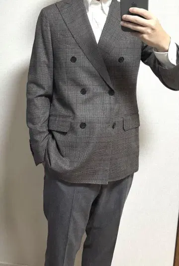 라르디니 44 더블 자켓 글렌체크 6버튼