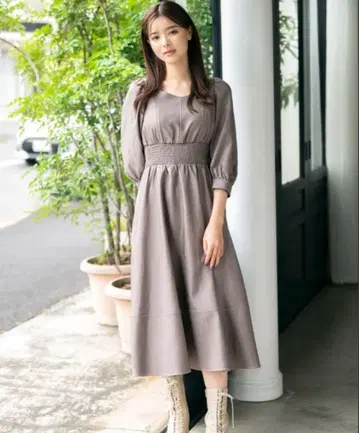 MISCH MASCH 가을 데님 레이스업 원피스 모카 M