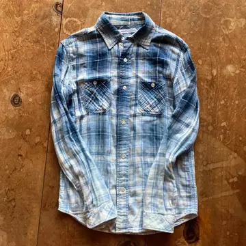 론 헤르만 옴브레 체크 블루 계열 체크 무늬 긴팔 거즈 셔츠