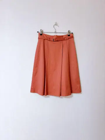 ANAYI 오렌지 여성용 플레어 스커트 벨트 포함
