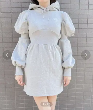 lilLilly 후드티 미니 원피스 그레이