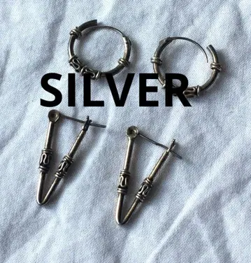 빈티지 에스닉 실버 후프 귀걸이 SILVER