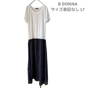 새상품 B DONNA 화이트/네이비 반팔 티셔츠 원피스 사이즈 L
