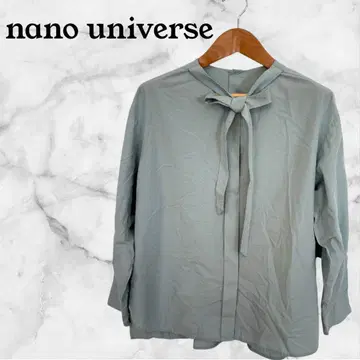 [ nano universe ] 민트 그린 리본 포함 긴팔 셔츠 귀여운