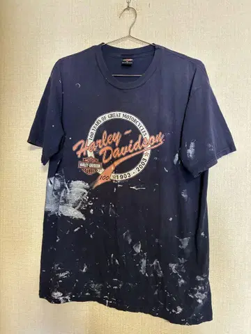 HARLEY DAVIDSON 양면 프린트 T셔츠 데미지 가공