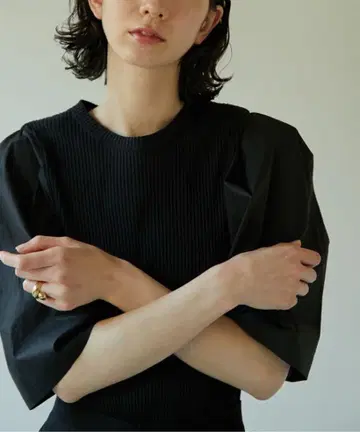 볼륨 슬리브 리브 티셔츠 beams 이에나 ships 유나이티드 애로우즈