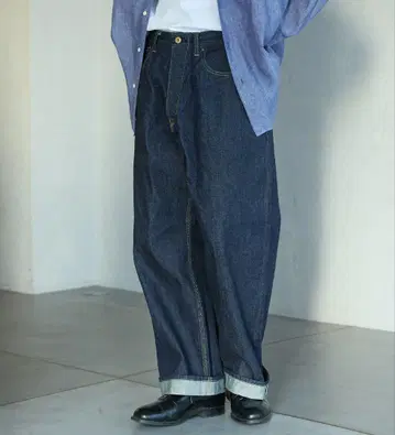 [ lee ] 100주년 한정판 모델 우사 셀비지 와이드 데님 원 워시